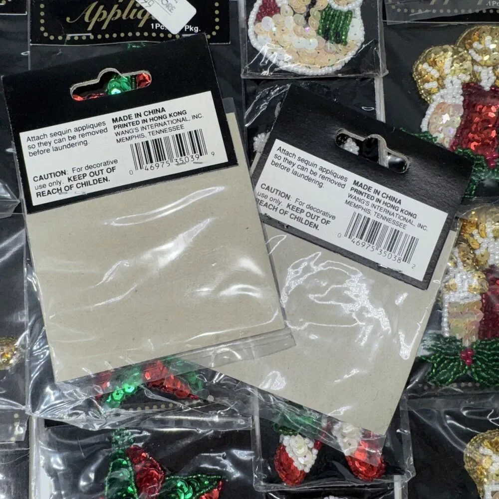 1 NEW Christmas Sequin Patch Motif Santa Star Candles Holly Horse Snowman Bear